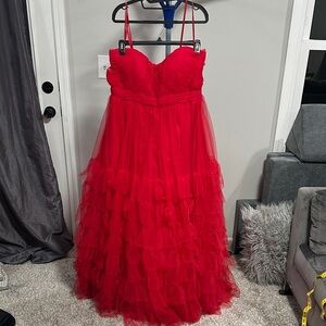 Mac Duggal Scarlet Tulle Prom Gown